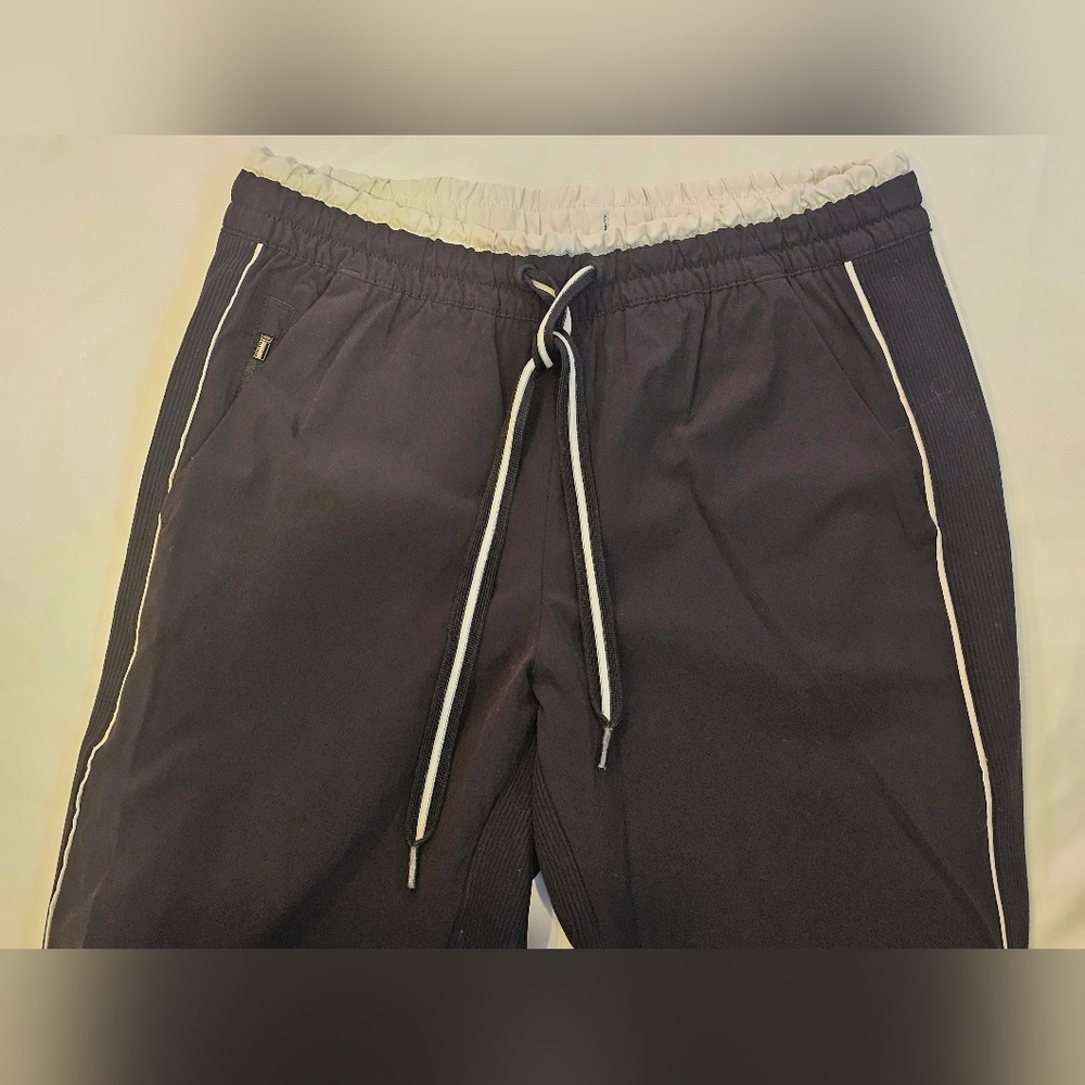 ATHLETA Brooklyn Joggers Track Pants Colorblock Black With White Trim- Size 2 - Picture 9 of 10